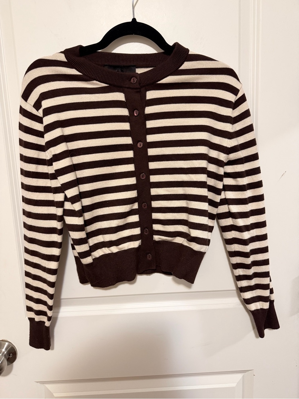 Zara Brown & Cream Striped Cardigan